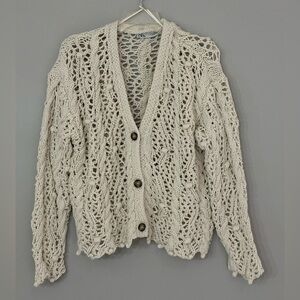 Zara: Women’s Crochet Button Up Sweater- Size Medium